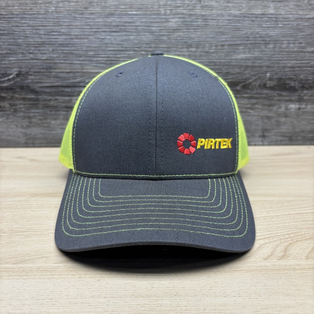 Pirtek Hat Cap Snap Back Gray Yellow Green Embroidered Logo Men